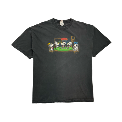 (XL) Vintage Peanuts Snoopy Poker Tee Black | Vintage Clothing Store Canada