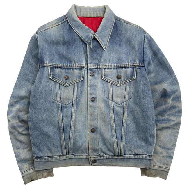 Vintage Red Interior Insulated Denim Jacket