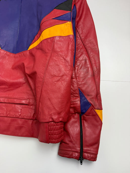 Vintage 1990s Ski-Doo Bombardier Leather Jacket Red | Vitnage Clothing Store Canada