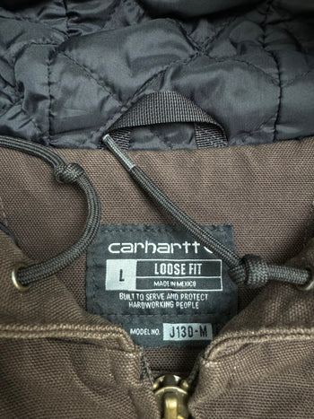 (XL) Carhartt Insulated Hooded Jacket Brown