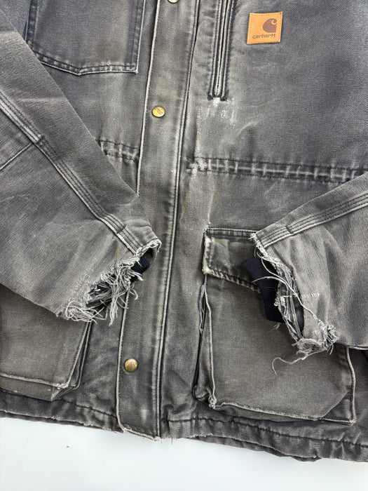 Vintage 2000s Carhartt Chore Work Coat Washed Black | Vitnage Clothing Store Canada
