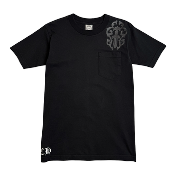 Vintage Chrome Hearts Tonal Cemetery Cross Pocket Tee Black