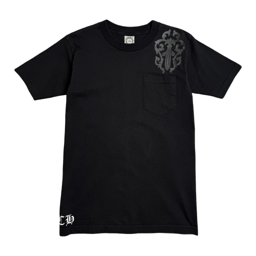 Vintage Chrome Hearts Tonal Cemetery Cross Pocket Tee Black | Vintage Clothing Store Canada