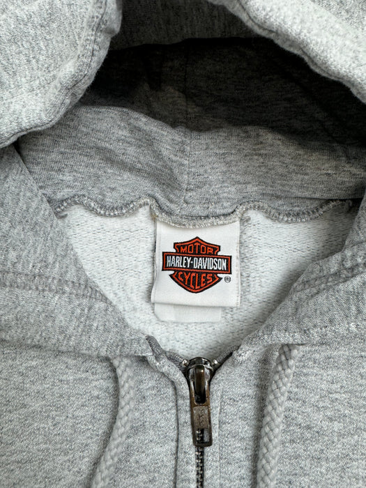 (XXL) Vintage '05 Harley Davidson Zip-Up Hoodie Grey | Vitnage Clothing Store Canada