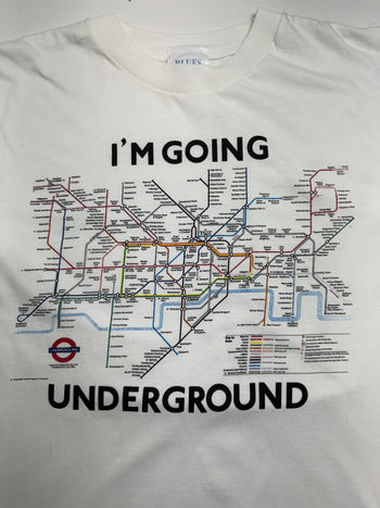 (L) Vintage 90s 'Im Going Underground' London Tourist Tee White