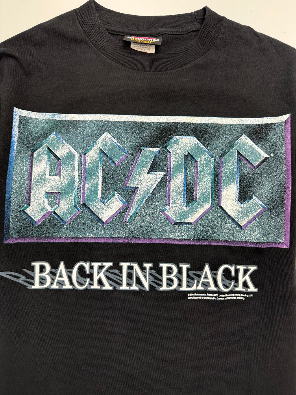 (S) Vintage '01 AC/DC Back In Black Band Tee Black
