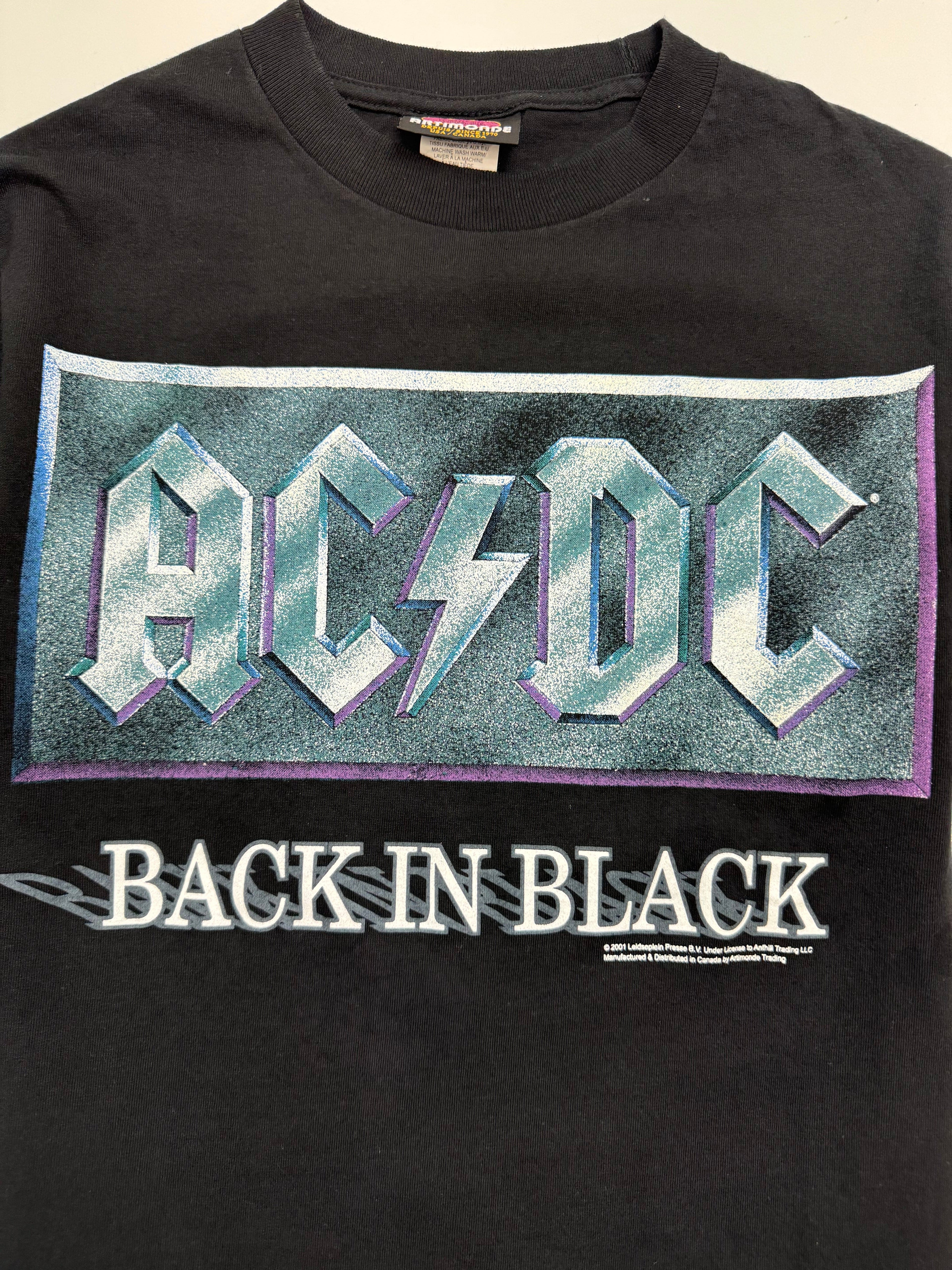 (S) Vintage '01 AC/DC Back In Black Band Tee Black