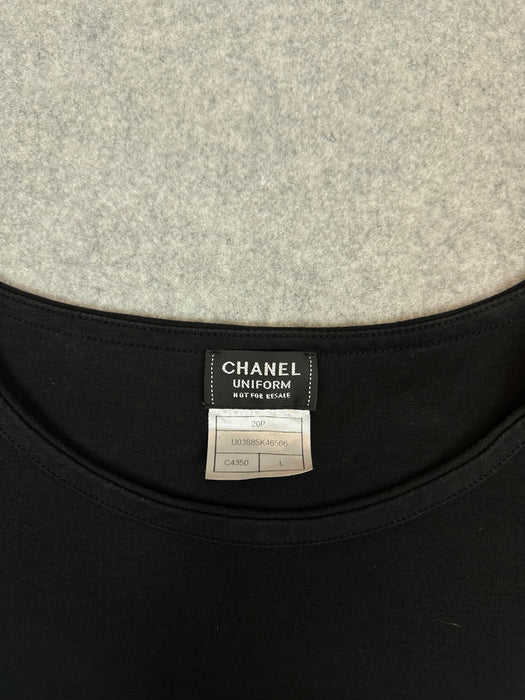 Women's Chanel Uniform Double CC Embroidered Tee Black | Vitnage Clothing Store Canada