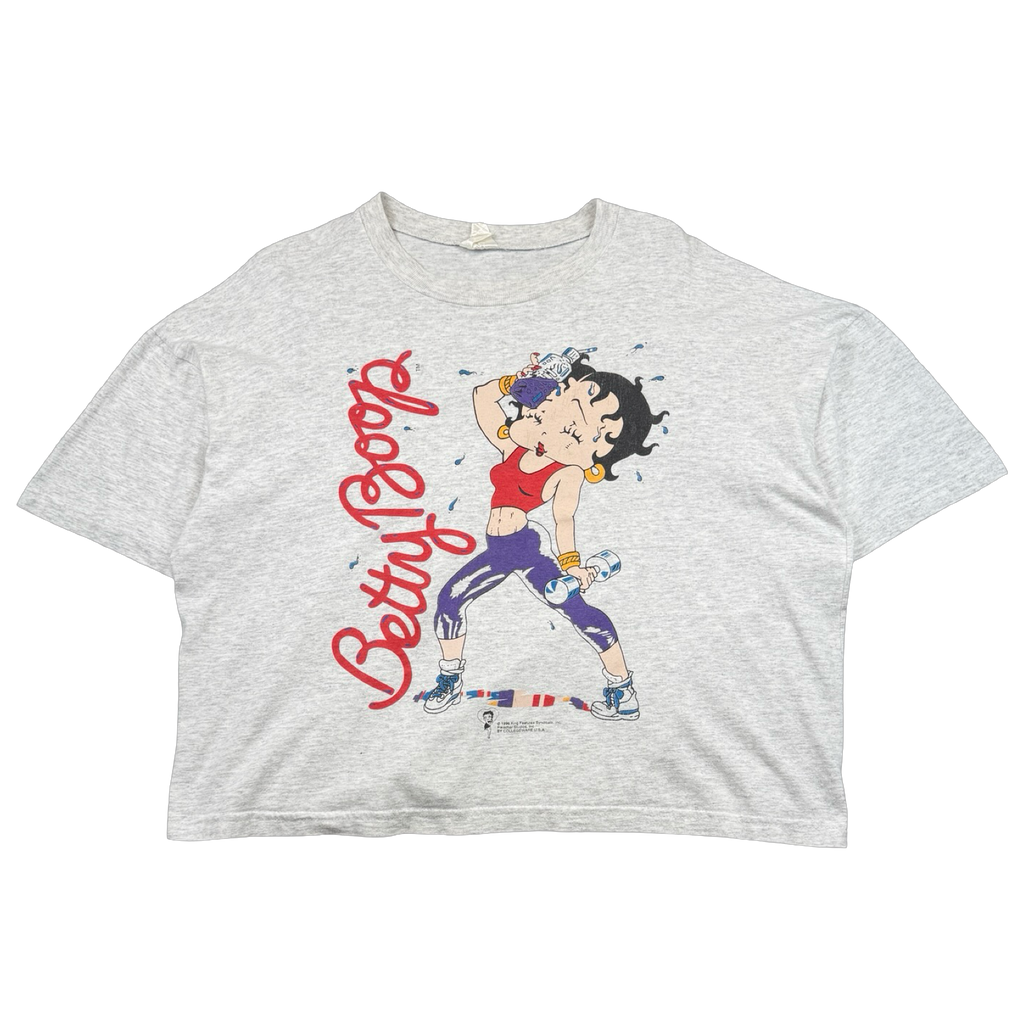 Vintage 90's Betty Boop Workout Cropped Tee Grey