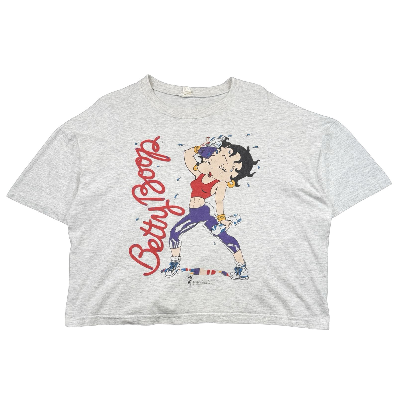 Vintage 90's Betty Boop Workout Cropped Tee Grey
