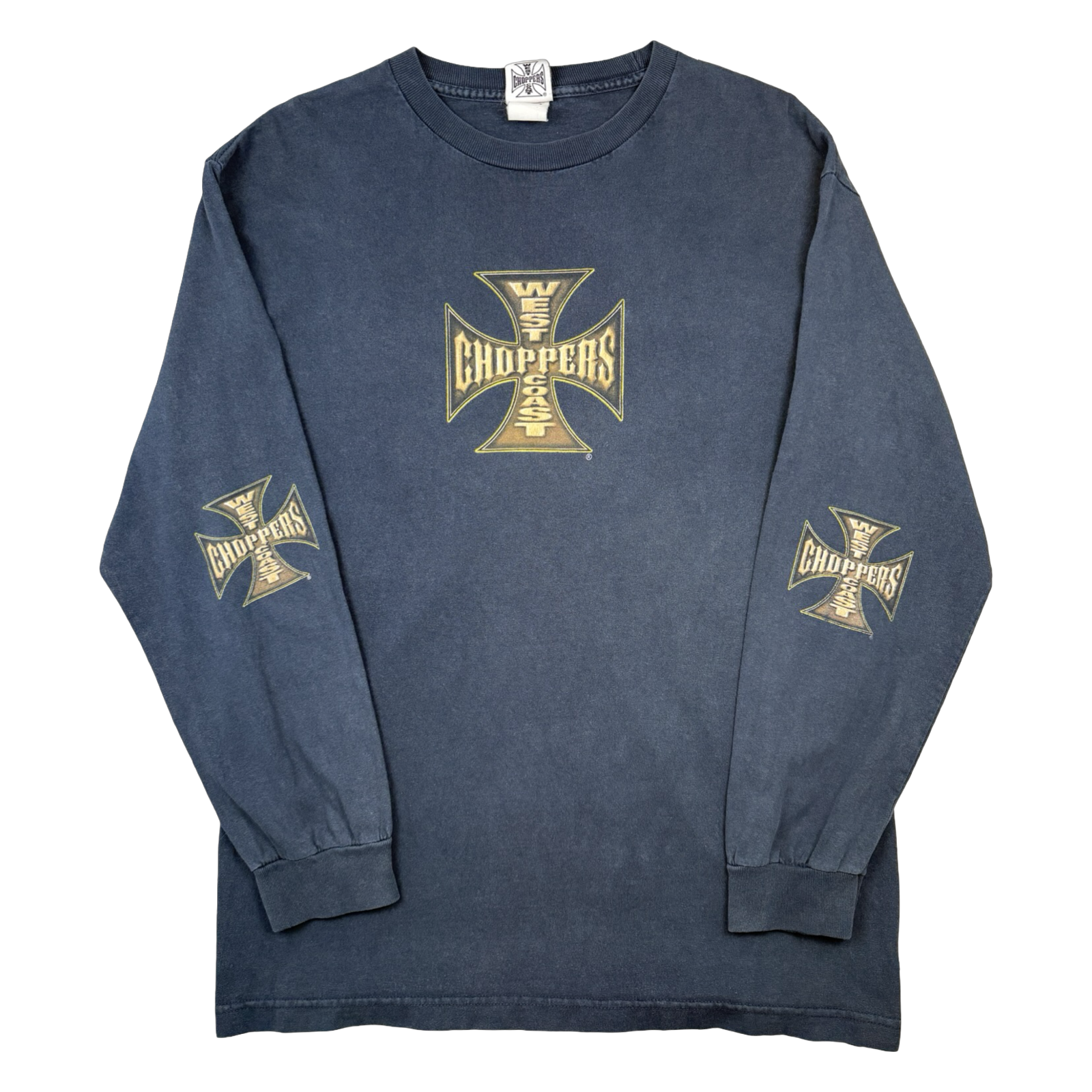 Vintage West Coast Choppers Bike Cross Sleeve L/S Tee Navy