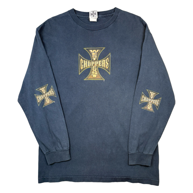 Vintage West Coast Choppers Bike Cross Sleeve L/S Tee Navy