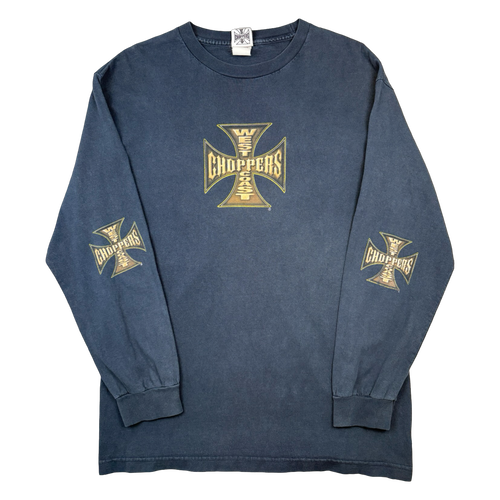 Vintage West Coast Choppers Bike Cross Sleeve L/S Tee Navy | Vintage Clothing Store Canada