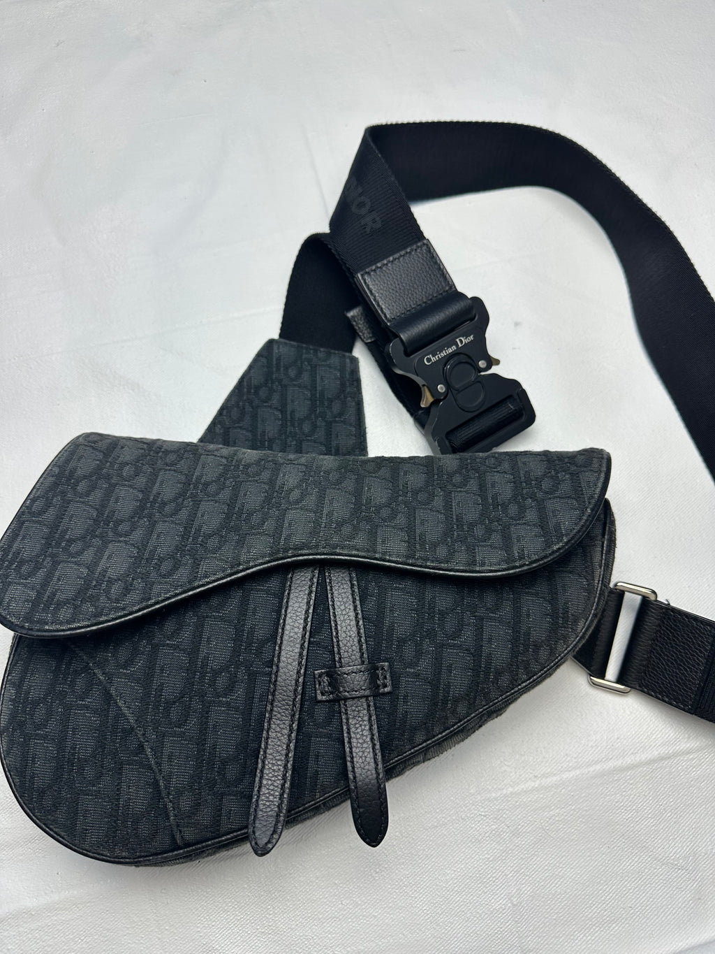 Dior Oblique Jacquard Saddle Bag Black
