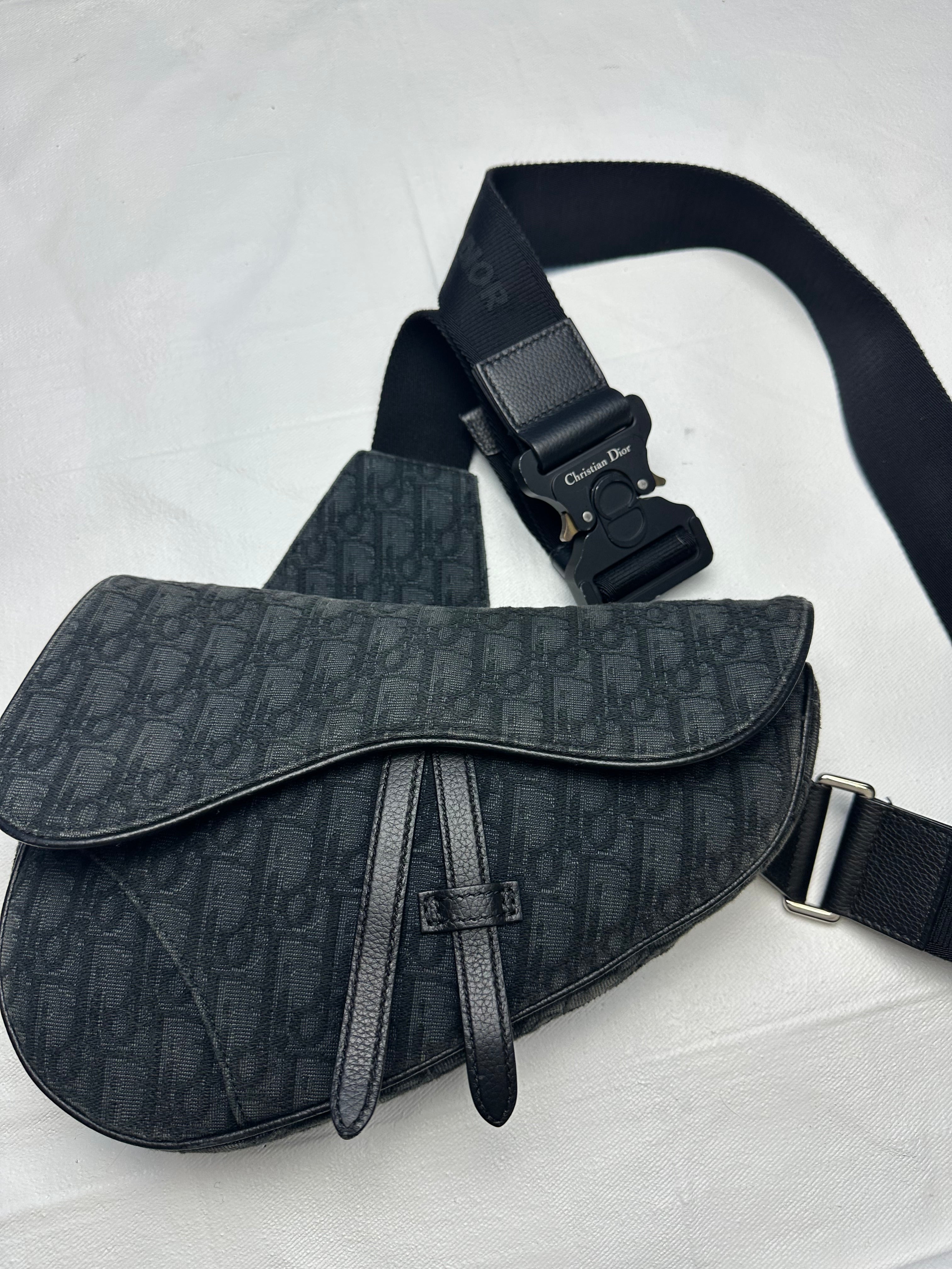 Dior Oblique Jacquard Saddle Bag Black