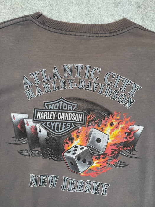 Vintage Harley Davidson New Jersey Flame Dice L/S Tee Faded Grey | Vitnage Clothing Store Canada