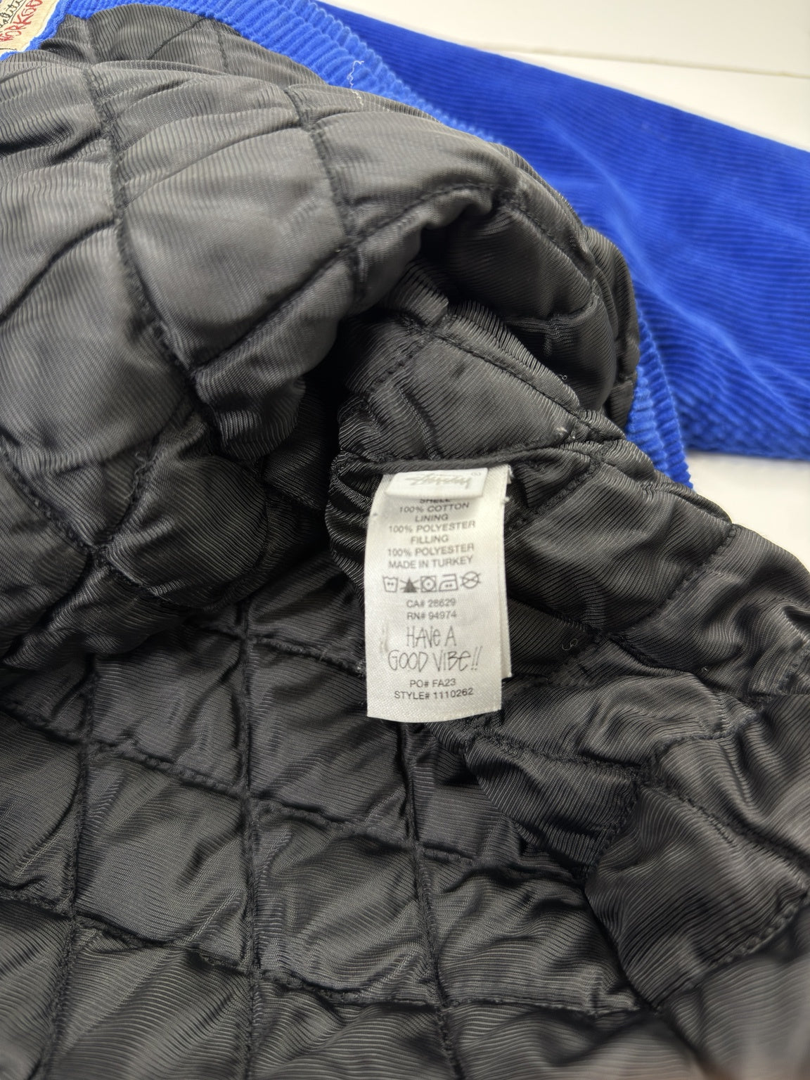 Stussy Cord Quilted Overshirt Blue (USED)