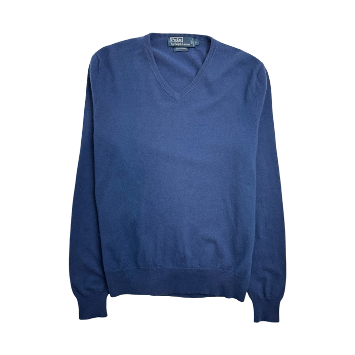 Vintage Polo V-neck Fleece Sweatshirt Blue | Vitnage Clothing Store Canada