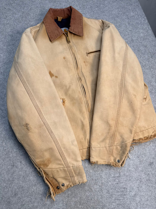 Vintage Reworked Carhartt Detroit Work Jacket Khaki | Vitnage Clothing Store Canada