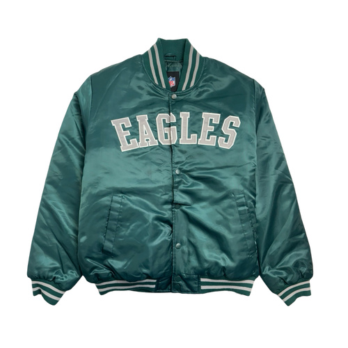 (XL) Philadelphia Eagles NFL Satin Jacket Green | Vintage Clothing Store Canada