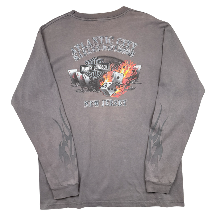 Vintage Harley Davidson New Jersey Flame Dice L/S Tee Faded Grey | Vitnage Clothing Store Canada