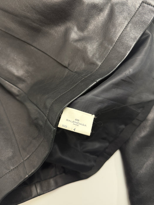 Vintage Balenciaga Chest Front Pocket Leather Jacket Black | Vitnage Clothing Store Canada