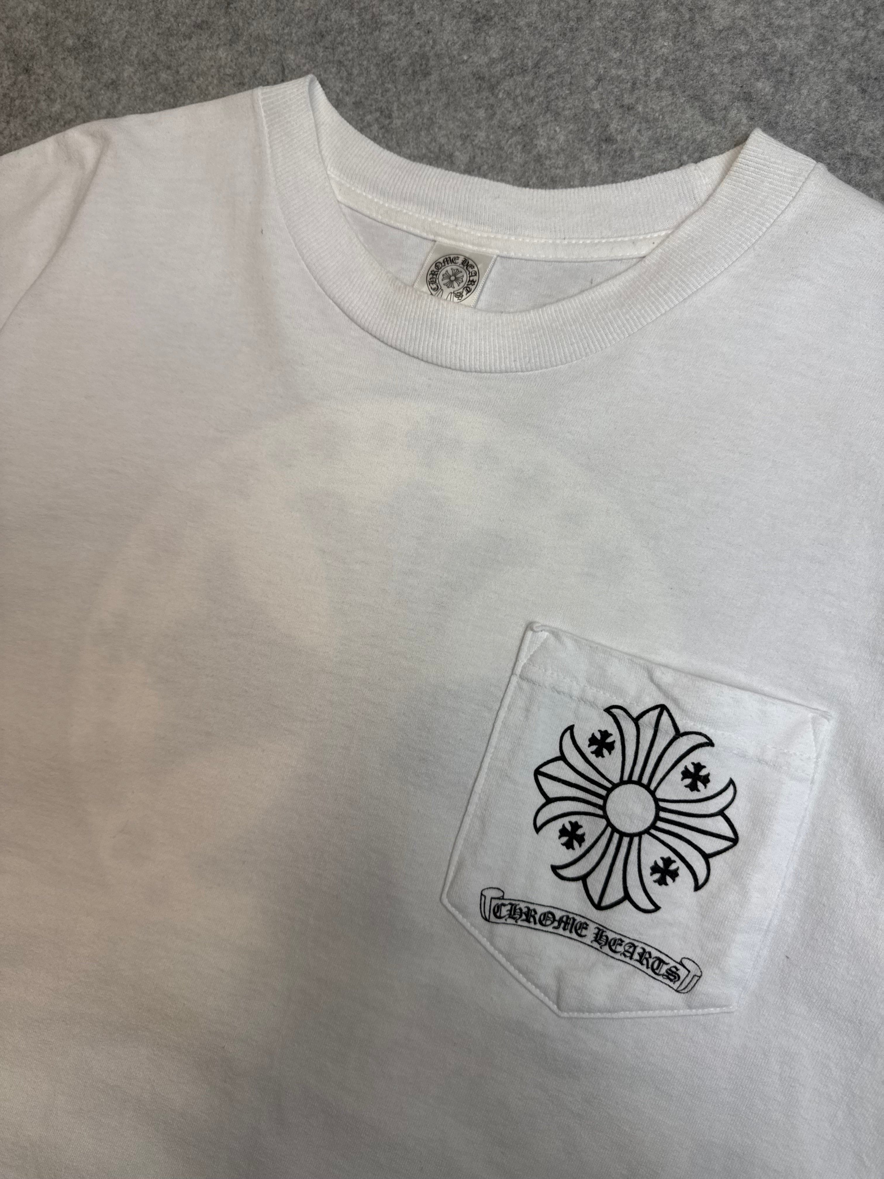 Vintage Chrome Hearts Cross Stamp Pocket Tee White