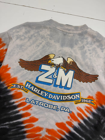 Vintage 1990's Harley Davidson Latrobe Tee Tie Dye Orange