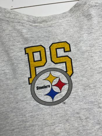 (M) Vintage '94 Pittsburgh Steelers Cross Print Tee Grey