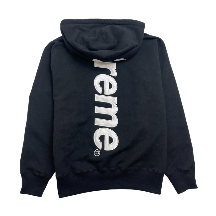 Supreme Satin Applique Hoodie FW24 Black (USED) | Vitnage Clothing Store Canada