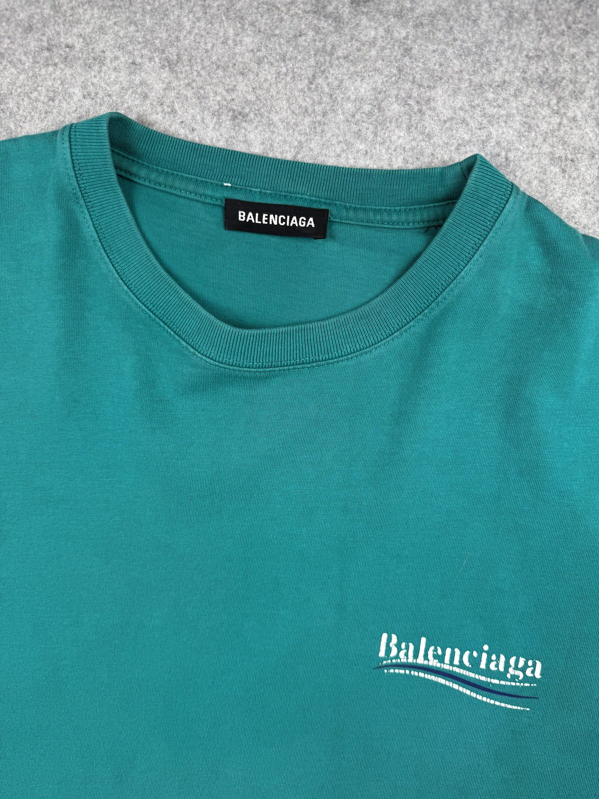 Balenciaga Political Campaign Tee Teal (USED)