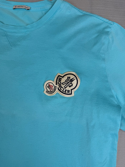 Moncler Multi Logo Tee Light Blue (USED) | Vitnage Clothing Store Canada