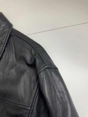 Vintage Balenciaga Paris Leather Harrington Jacket Black