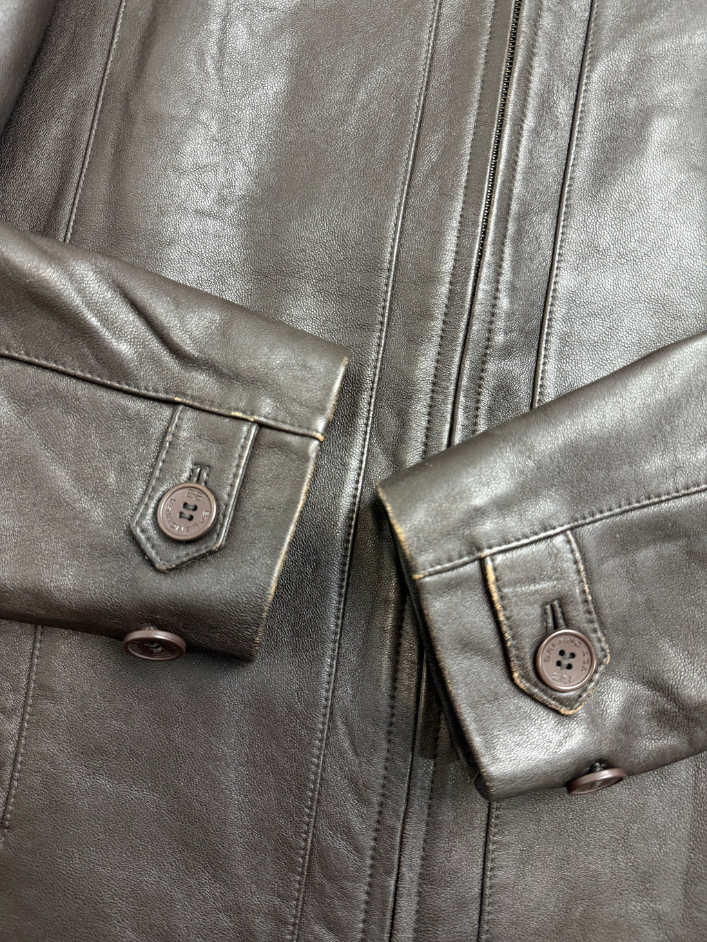 Vintage Balenciaga Paris BB Leather Jacket Brown