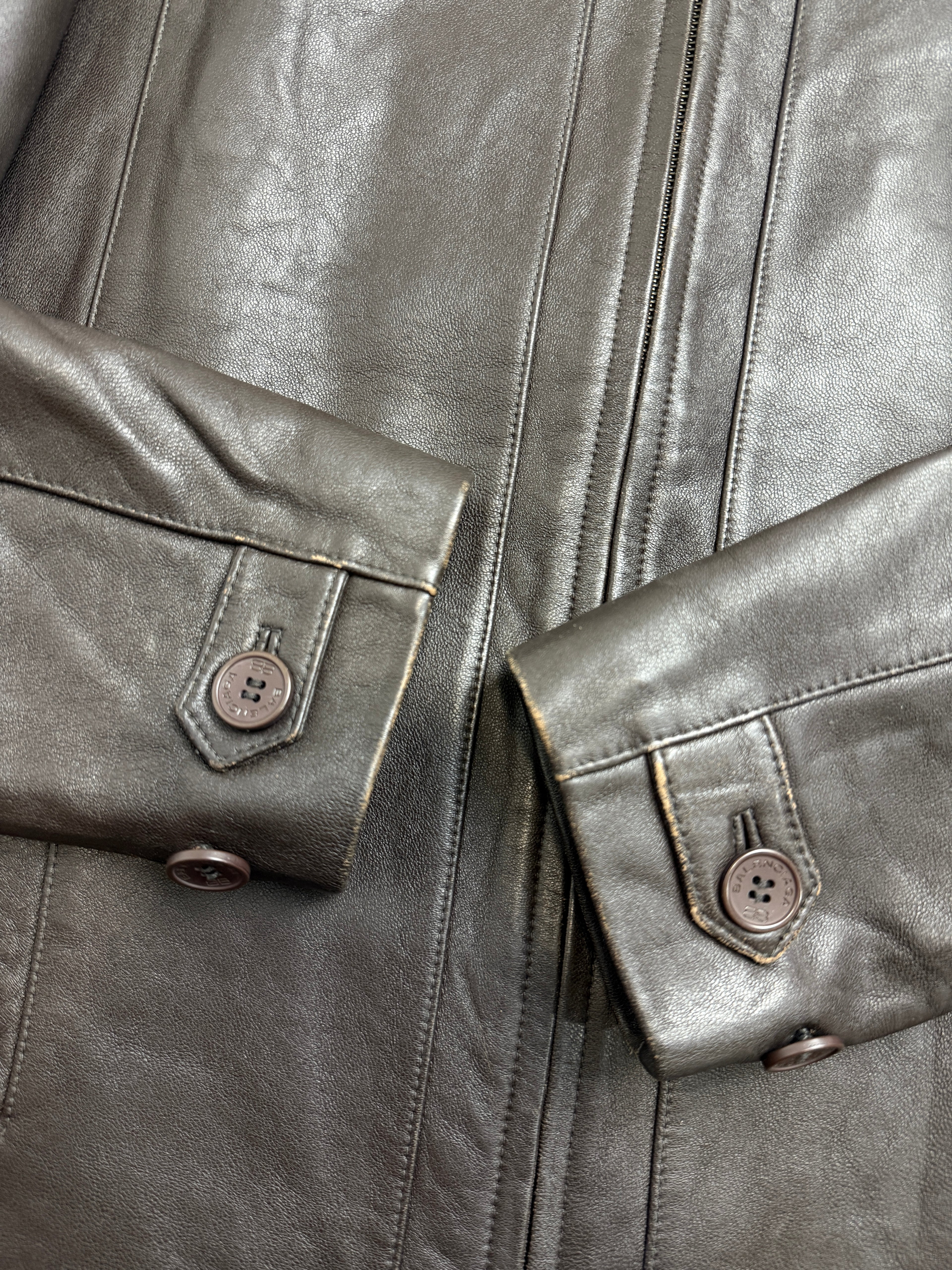 Vintage Balenciaga Paris BB Leather Jacket Brown