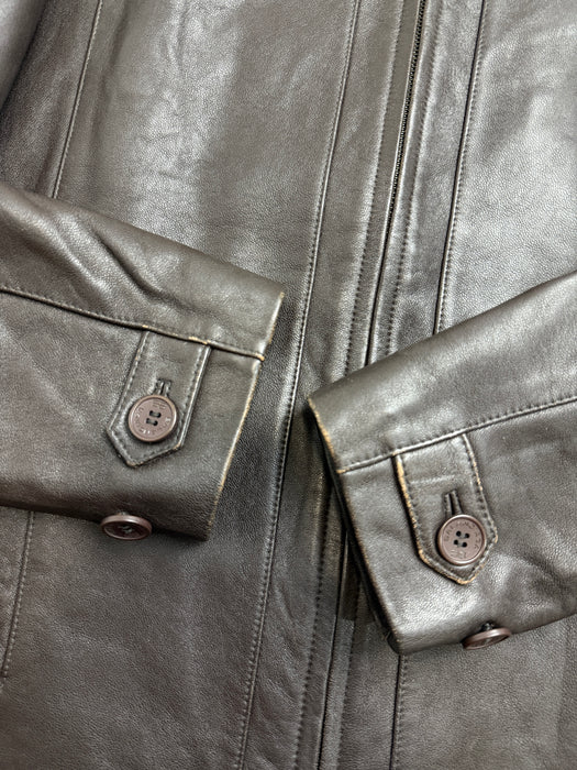 Vintage Balenciaga Paris BB Leather Jacket Brown | Vitnage Clothing Store Canada