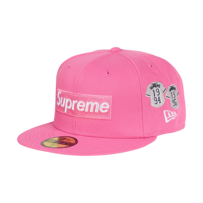 Supreme Jerseys Box Logo New Era Fitted Hat Pink