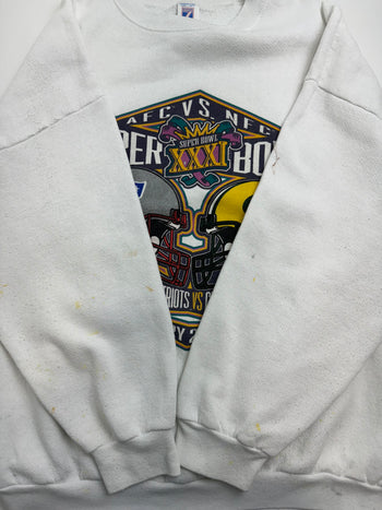 (XL) Vintage '96 Super Bowl XXXI Sweatshirt White