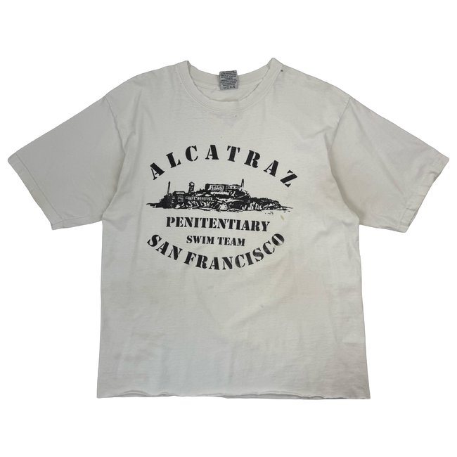 Vintage Alcatraz Penitentiary Distressed Tee White