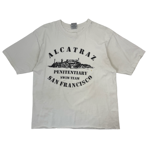 Vintage Alcatraz Penitentiary Distressed Tee White | Vintage Clothing Store Canada