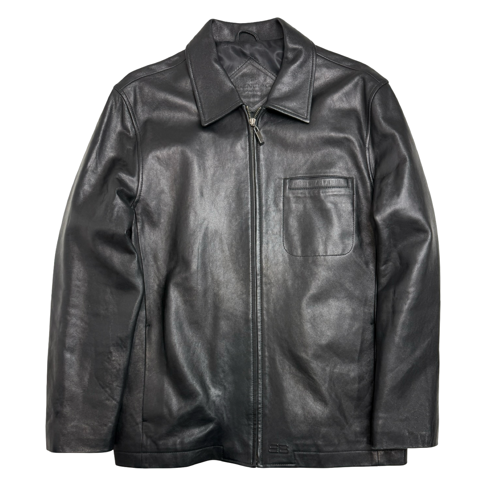 Vintage Balenciaga Paris BB Leather Jacket Black