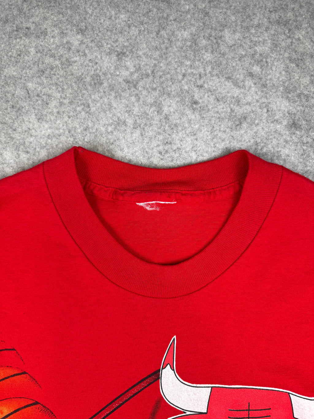 Vintage Chicago Bulls Flaming Basketball Tee Red