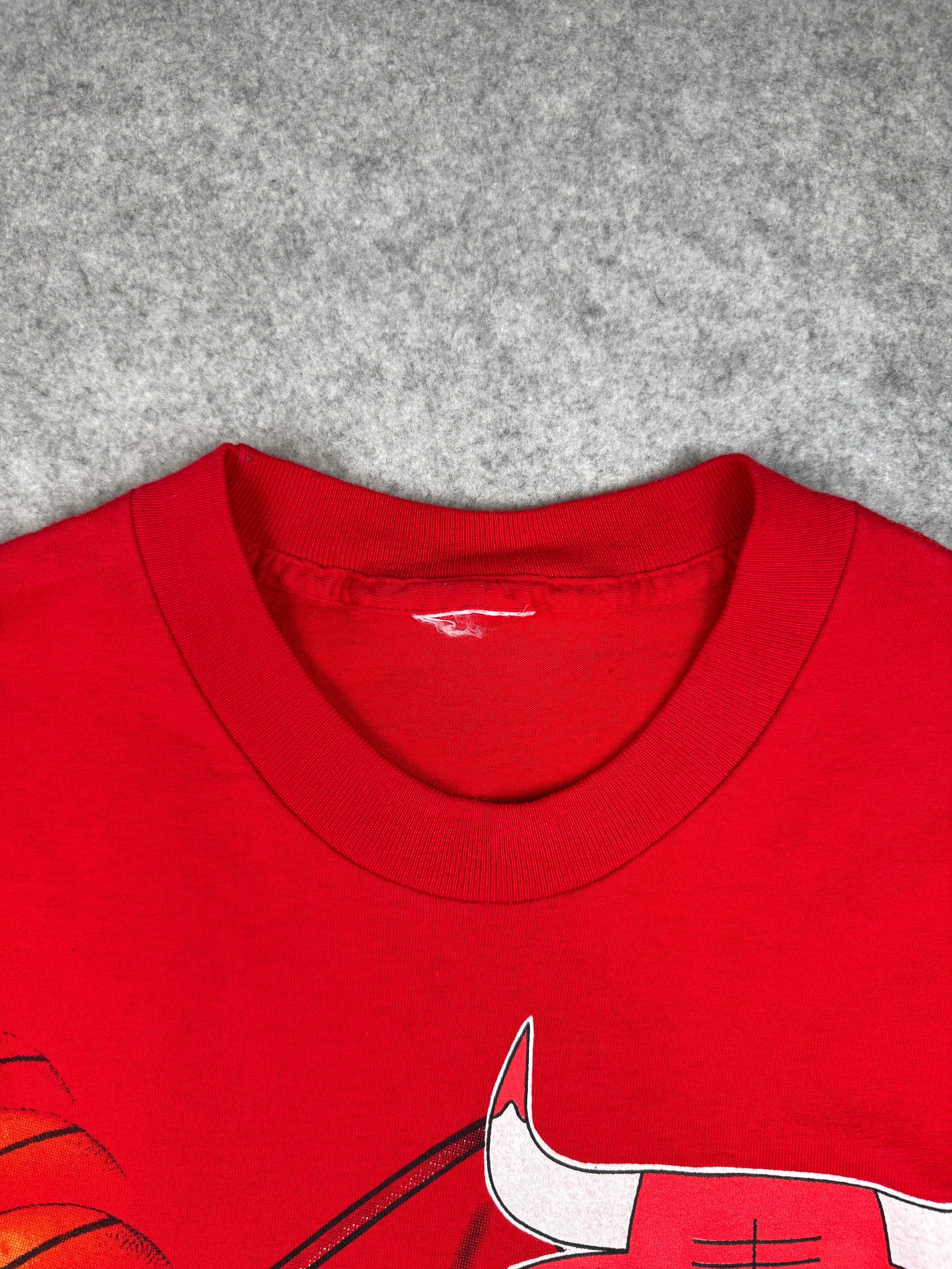 Vintage Chicago Bulls Flaming Basketball Tee Red