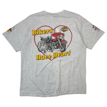Vintage Harley Davidson Bikers Have Heart Tee Grey