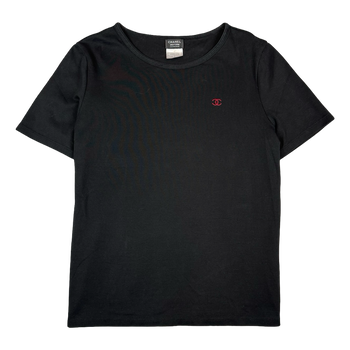 Women's Chanel Uniform Double CC Embroidered Tee Black