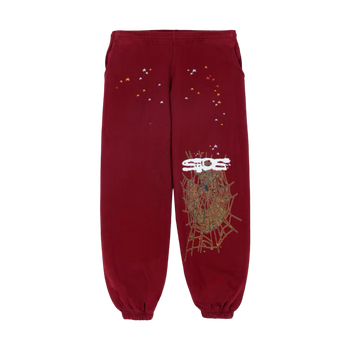 Sp5der Logo Sweatpants Maroon