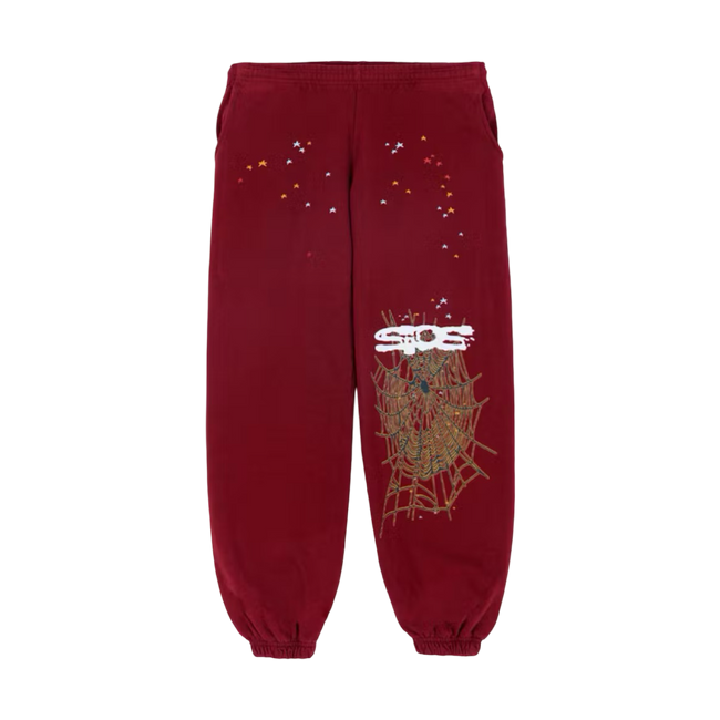 Sp5der Logo Sweatpants Maroon