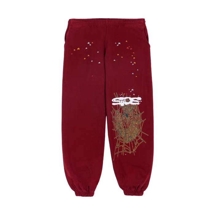 Sp5der Logo Sweatpants Maroon | Vitnage Clothing Store Canada