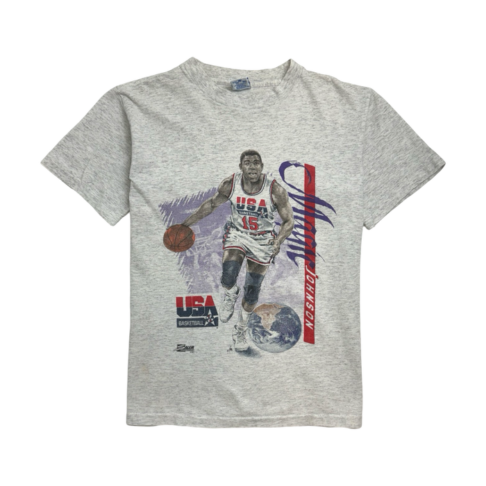 (S) Vintage Team USA Magic Johnson Tee Grey | Vitnage Clothing Store Canada