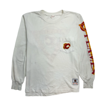 (S) Vintage 90s Calgary Flames L/S Tee White